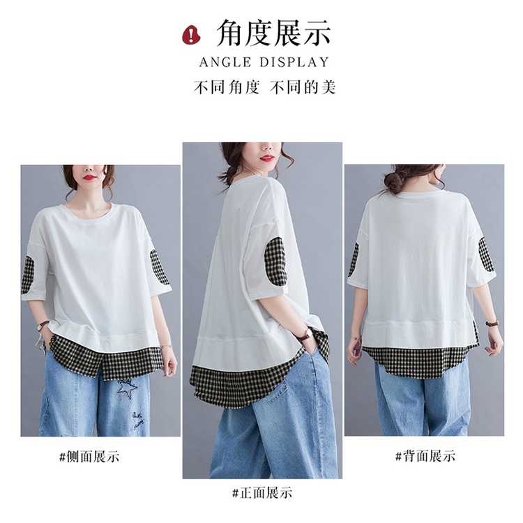 G80 áo thun big size freesize thoải mái rộng rãi phối kẻ caro thời trang phong cách