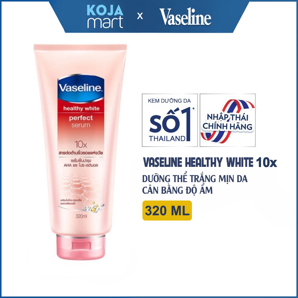 Sữa Dưỡng Thể Trắng Hồng Vaseline 10x Perfect Serum Thái Lan Tuýp 320ml