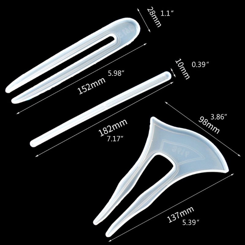 Set 3 Khuôn Silicone Làm Trâm Cài Tóc Tiện Lợi