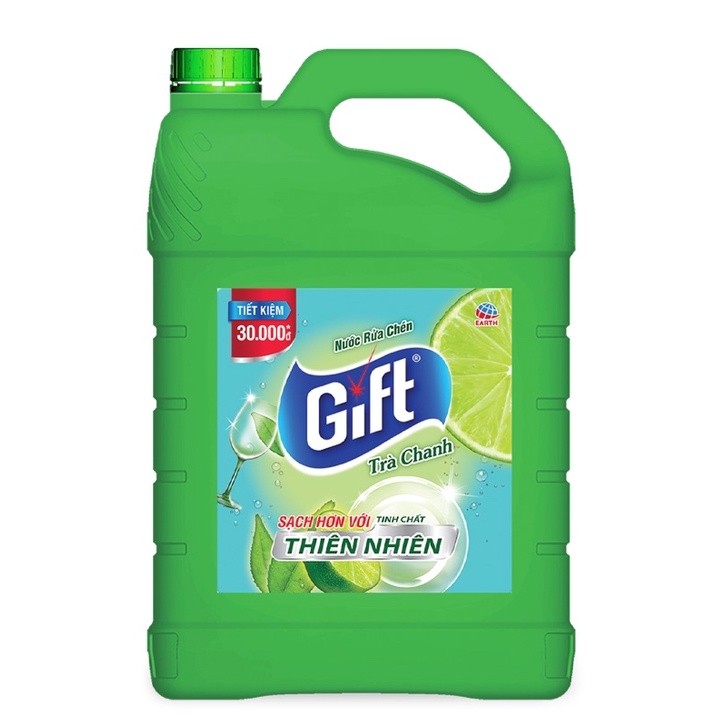 Nước rửa chén Gift 3kg8 Chanh rửa sạch chén bát siêu thơm siêu sạch không hại da tay nhiều bọt thiên nhiên