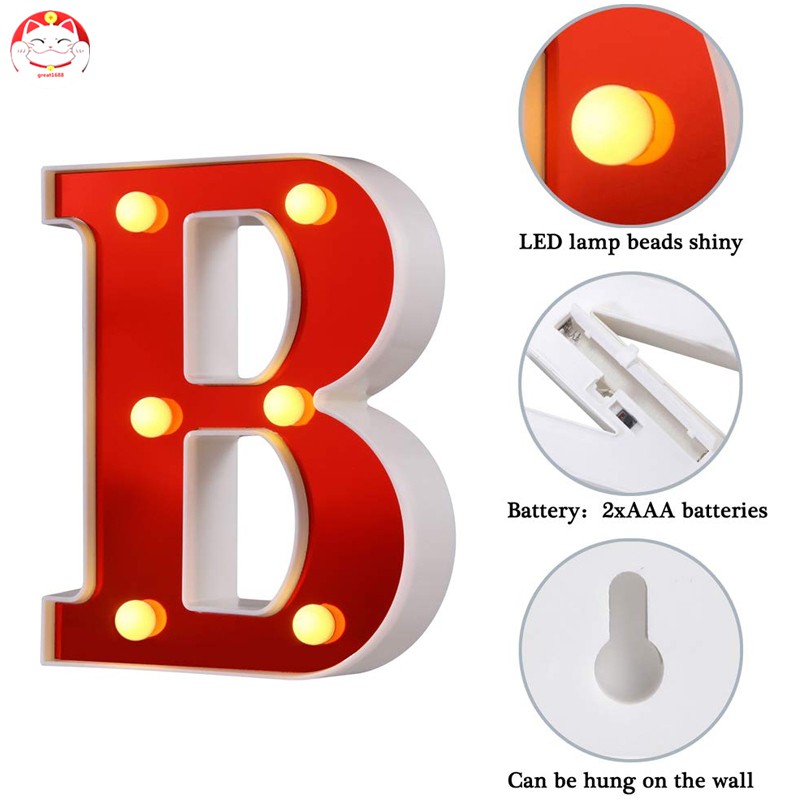 ✂GT⁂ LED Marquee Letter Lights 26 Alphabet Night Lights Lamp for Birthday Party Home Bar Decor