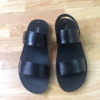 Sandal da bò Quai đen - Đế đen siêu mềm