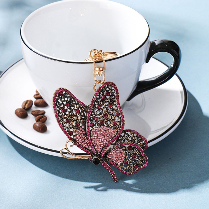 Móc Khóa Hình Bướm Đính Đá Lấp Lánh Dễ Thương