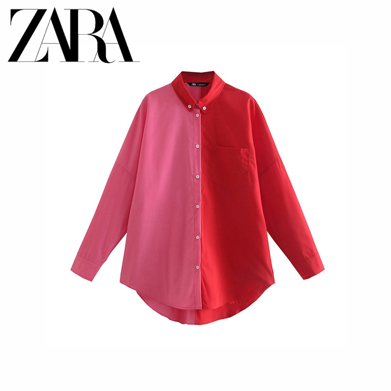 Zara Áo Sơ Mi Phối Màu Tương Phản Thời Trang Mùa Hè Cá Tính