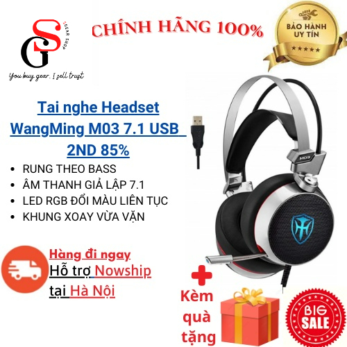 Tai nghe gaming Computer Headset WangMing M03 7.1 USB CÓ RUNG - Hàng chính hãng 2ND 85%