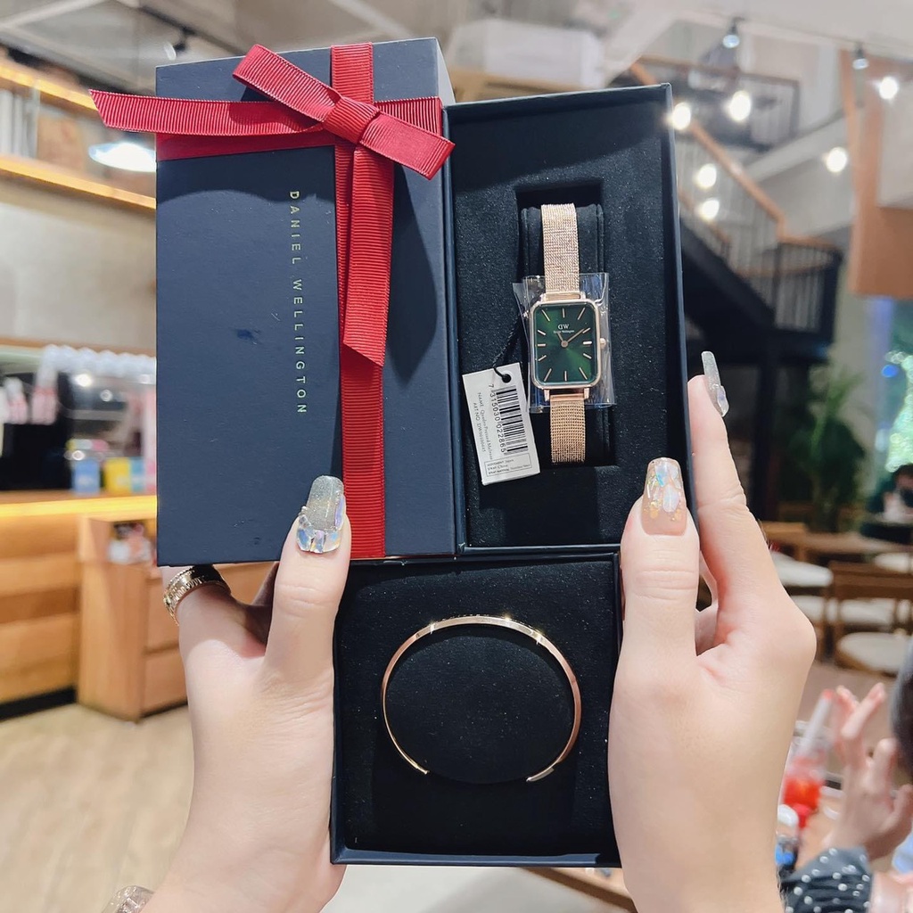[CHÍNH HÃNG] Đồng hồ Dainel wellington Quadro pressed Full Box Hàng Chính Hãng mặt vuông dây thép cao cấp mặt chữ nhật