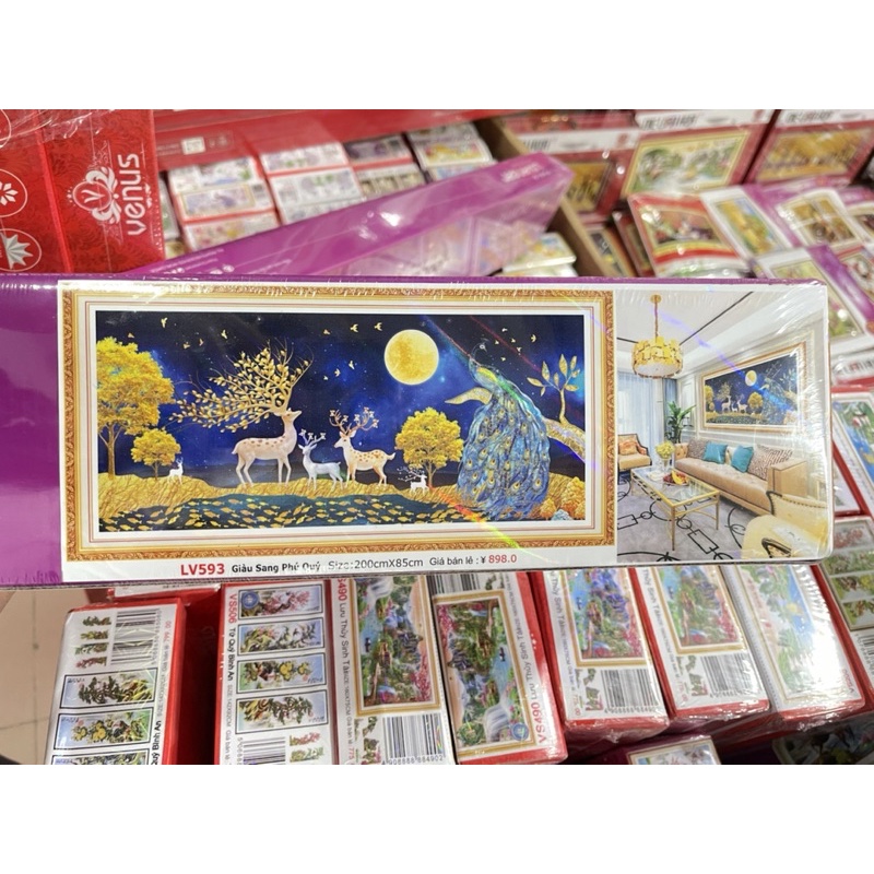 Tranh Đính Đá-Tranh Thêu Hươu Tài Lộc - Giàu Sang Phú Quý Lv591,Lv592,Lv593,Lv3549,Lv3550,Lv3551,EDB57