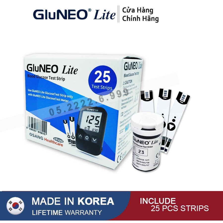 Máy Đo Đường Huyết GluNEO Lite nhập khẩu Hàn Quốc + Tặng 25 que thử( Bảo hành trọn đời )