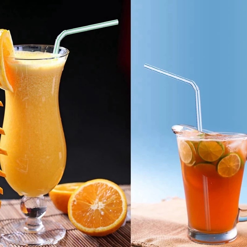 Set 100 Ống Hút Nhựa Cong Nhiều Màu Sắc