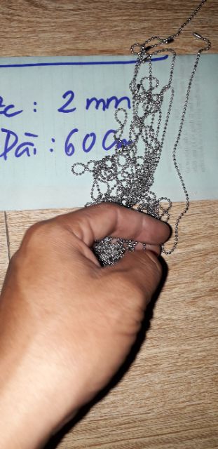 Combo 10 sợi dây chuyền bi tròn size 2mm kích thước dài 60cm bằng thép không gỉ