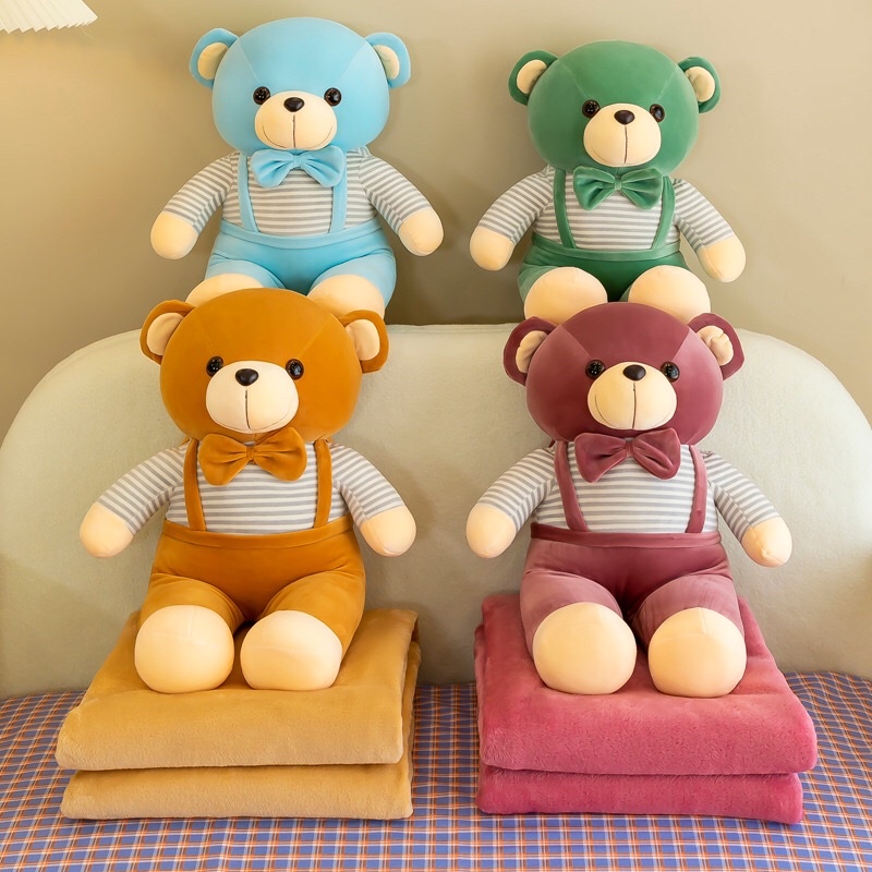 Chăn gối văn phòng 2 trong 1 gấu teddy đáng yêu nhiều màu loại 1