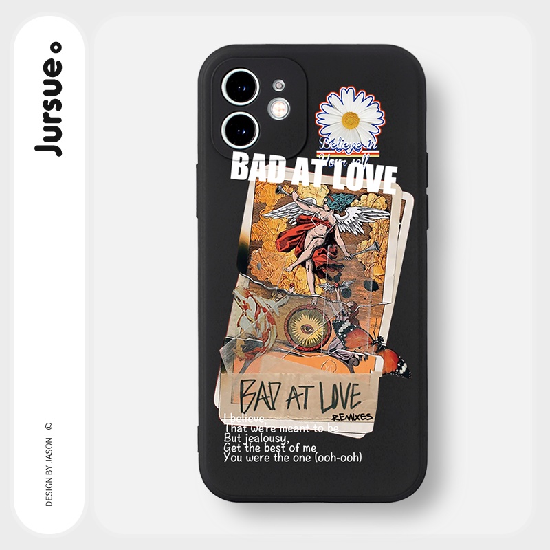 Ốp lưng JURSUE mềm chống bẩn hình dễ thương đẹp đen cho iPhone 13 12 11 Pro Max SE 2020 X XR XS 8 7 ip 6S 6 Plus Y1751
