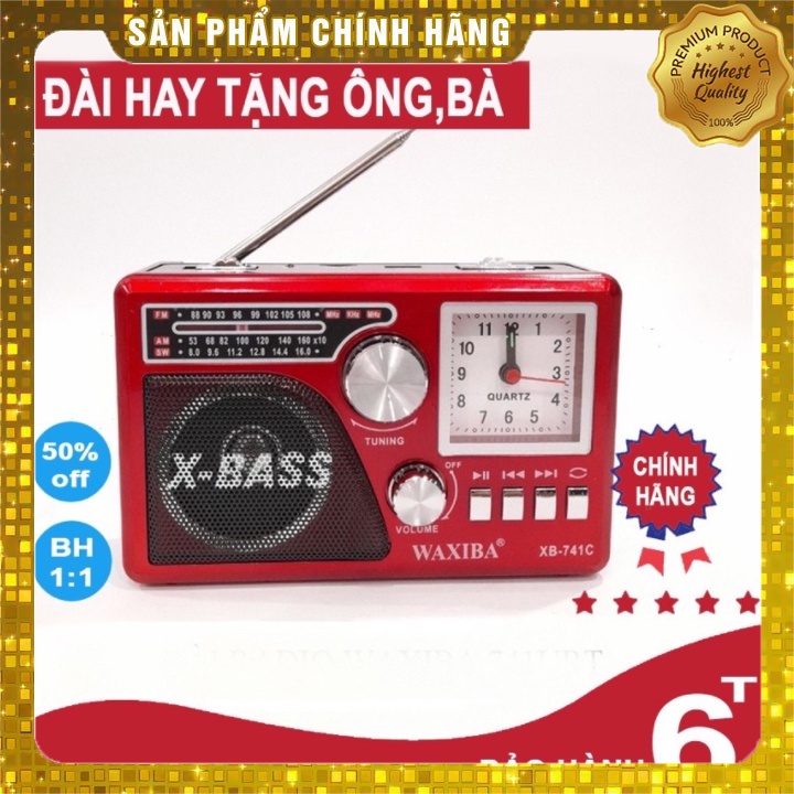 ĐÀI LOA WAXIBA XB-XB741C SIÊU HAY CÓ ĐỒNG HỒ , NGHE NHẠC USB THẺ NHỚ RADIO AM FM SW CÓ ĐÈN PIN THEO KÈM PIN SẠC
