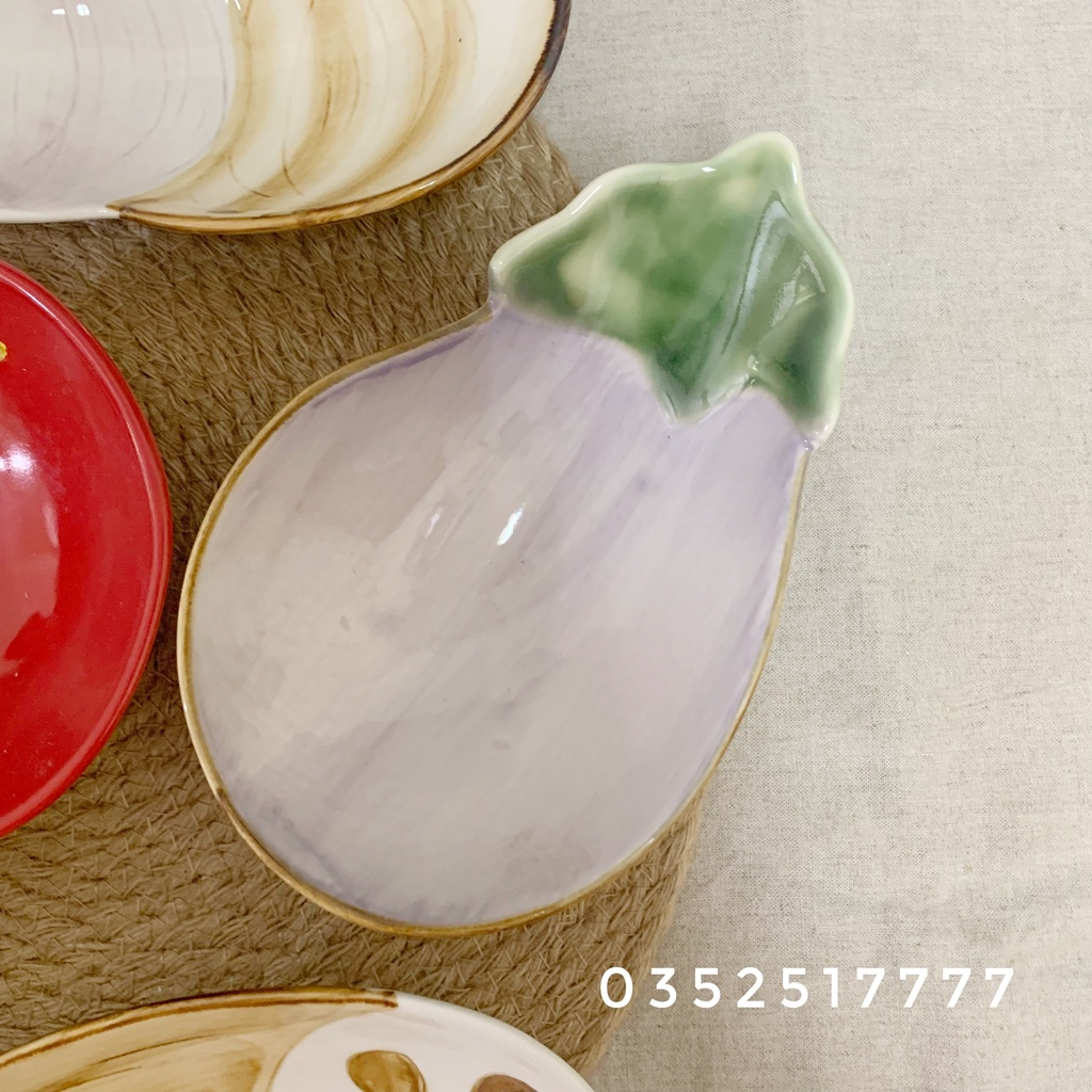 Đĩa sứ đựng đồ nhắm, thức ăn vặt hình rau củ quả ngộ nghĩnh, phụ kiện bàn ăn 3.2.2
