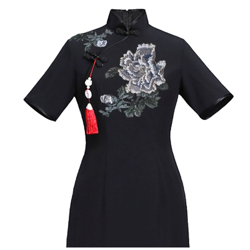 Miếng Dán Vải Thêu Hình Hoa Sen Không Có Keo