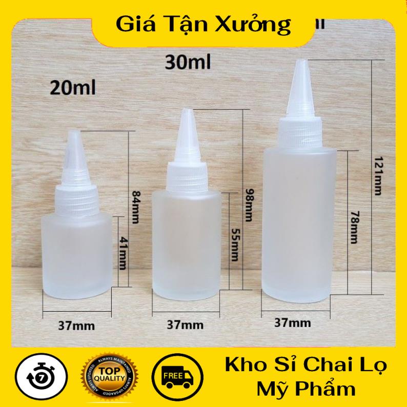 Chai Chiết Mĩ Phẩm ❤ Chai Thủy tinh mờ Nút nhọn 20ml,30ml,50ml chiết mỹ phẩm , phụ kiện du lịch