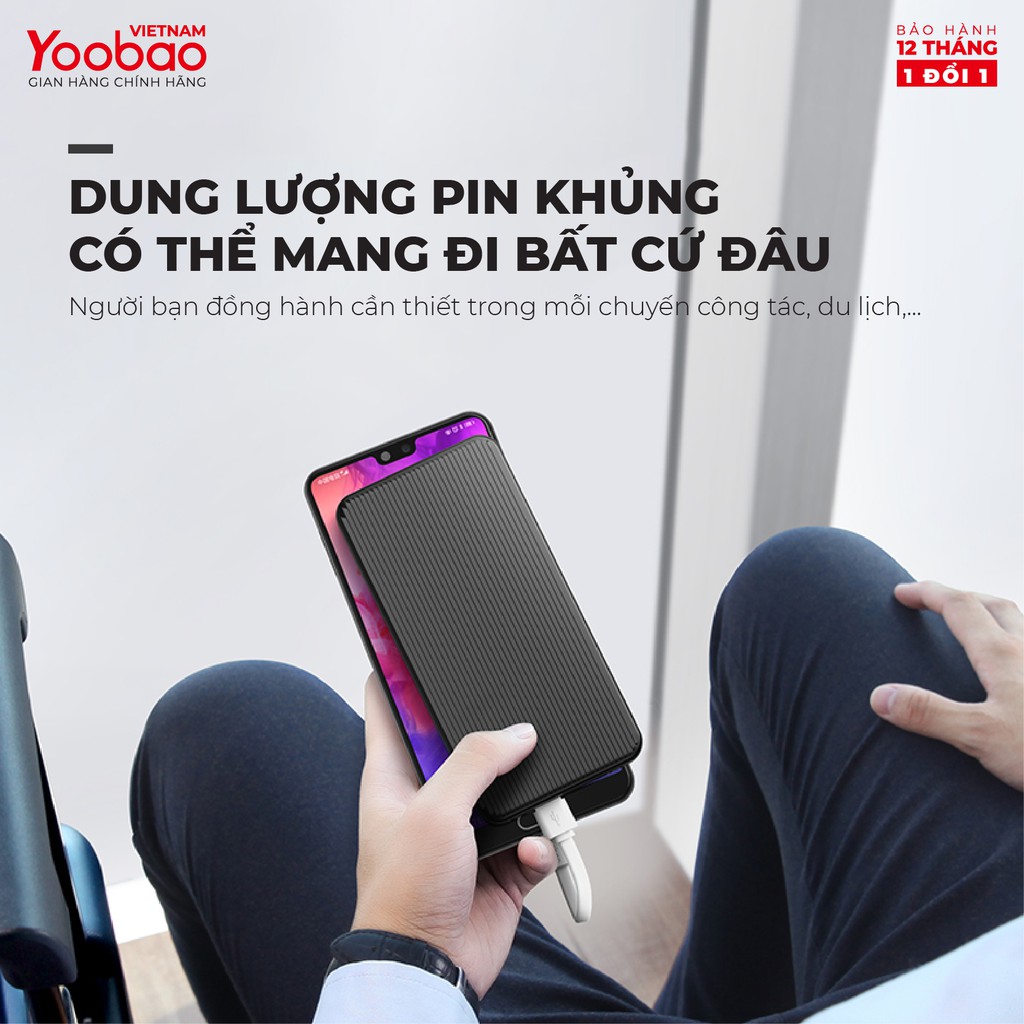 Sạc dự phòng Sạc nhanh PD 10000mAh Yoobao P10D Slim sạc nhanh PD Công suất 18W - Hàng chính hãng