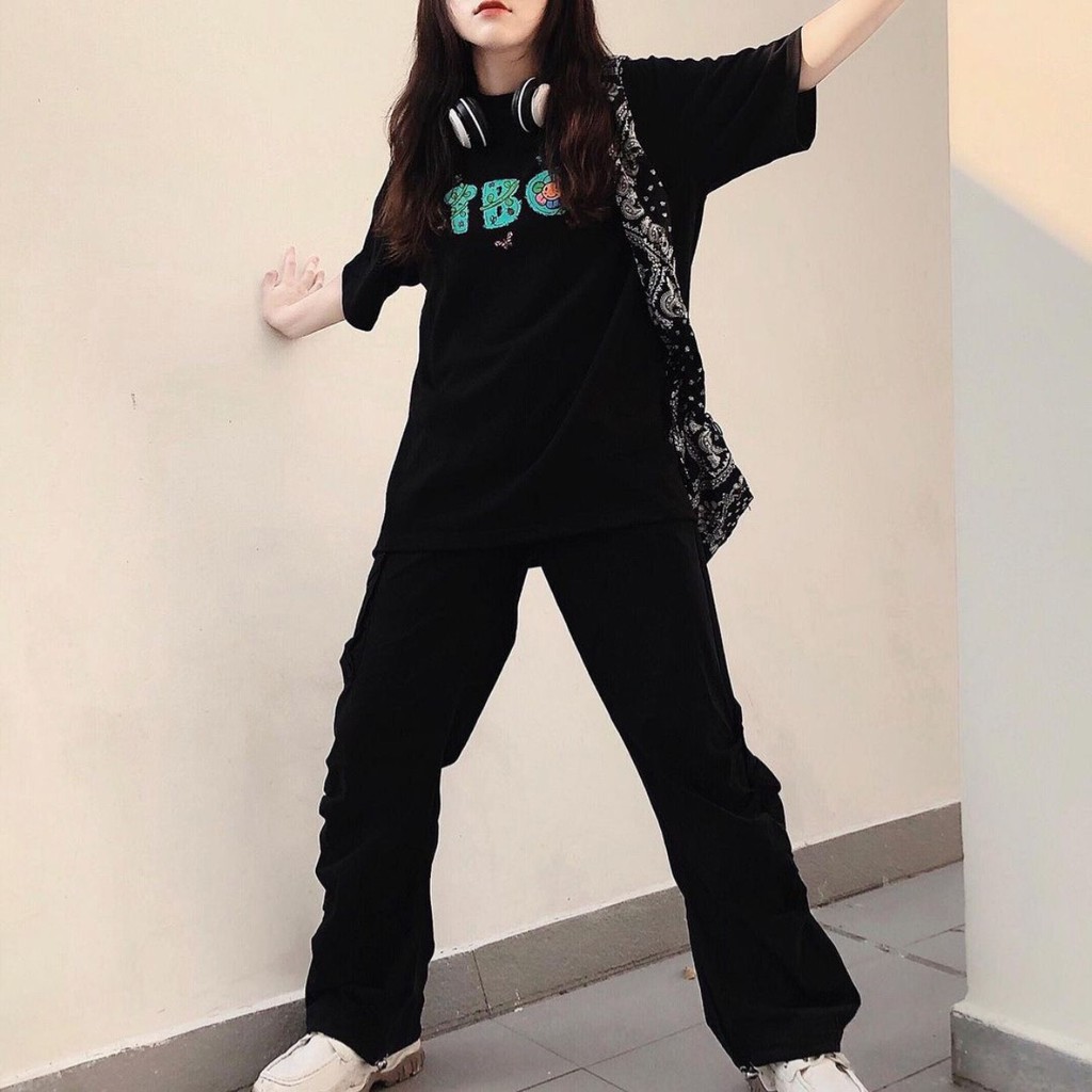 ÁO THUN TBO HOA LÁ IN BƯỚM UNISEX - ÁO PHÔNG BUTTERFLY TRẮNG ĐEN ULZZANG