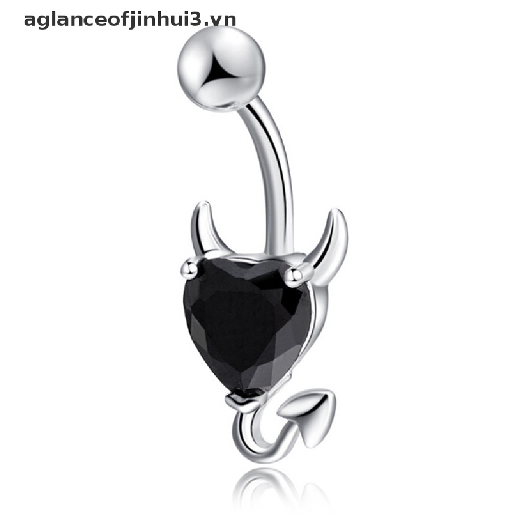 Khuyên Rốn Hình Trái Tim Ác Quỷ Đính Đá Pha Lê Cá Tính