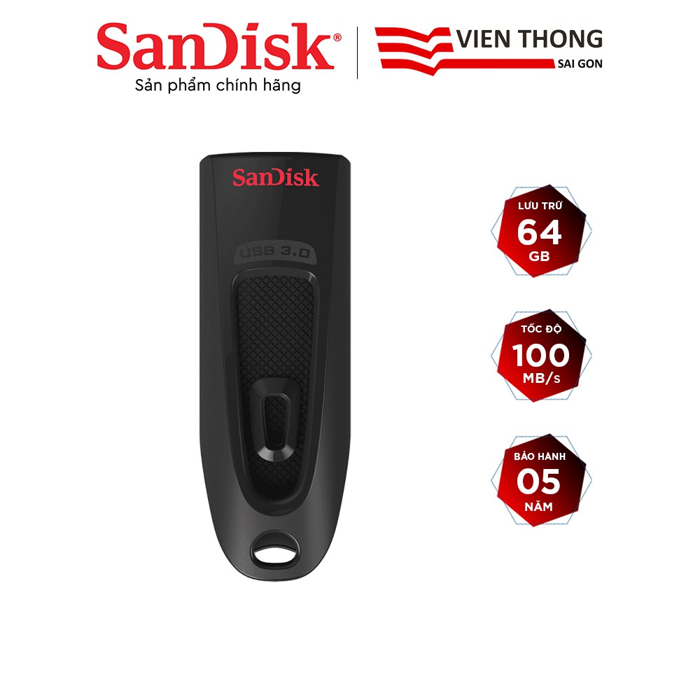 USB 3.0 SanDisk CZ48 64GB Ultra upto 100MB/s - Hãng phân phối chính thức