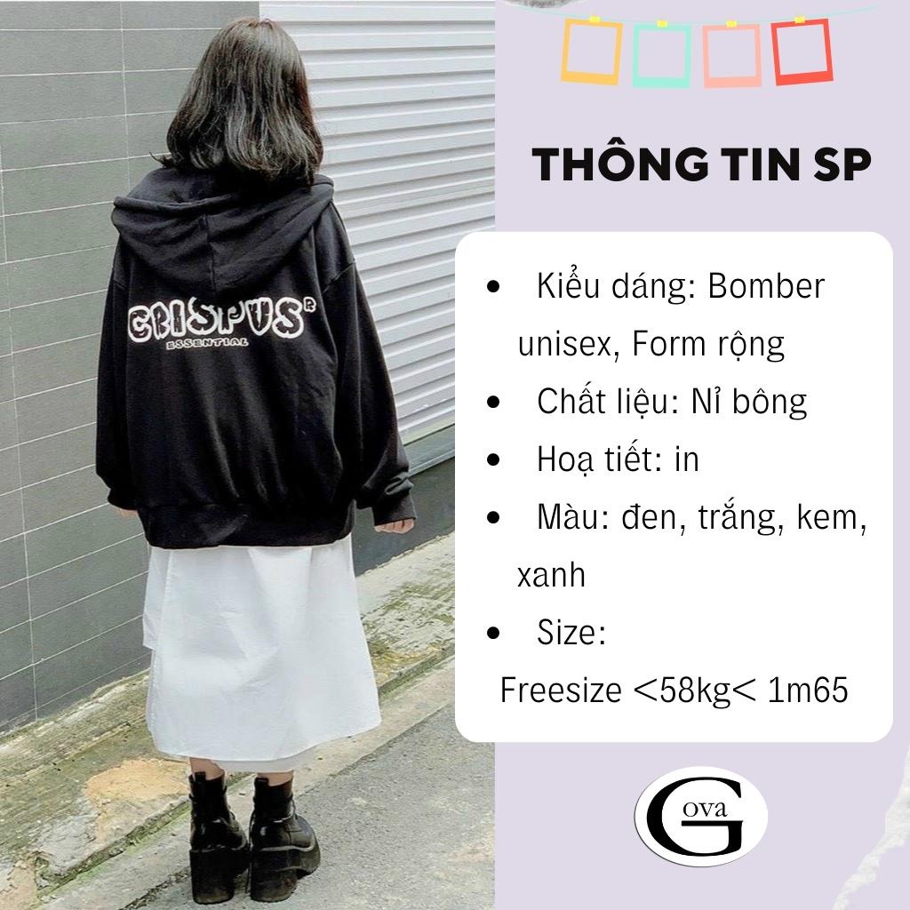 Áo Khoác Nỉ CRISPUS Dây Kéo Nam Nữ Ulzzang Unisex Form Rộng Chữ Thêu Đẹp GOVA