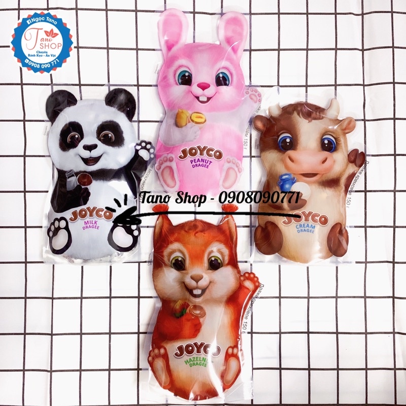 Kẹo socola gấu Nga JOYCO - ông già Noel, Người Tuyết, gấu trúc, thỏ hồng, sóc nâu, bò sữa - 150gr, ăn vặt ngon rẻ