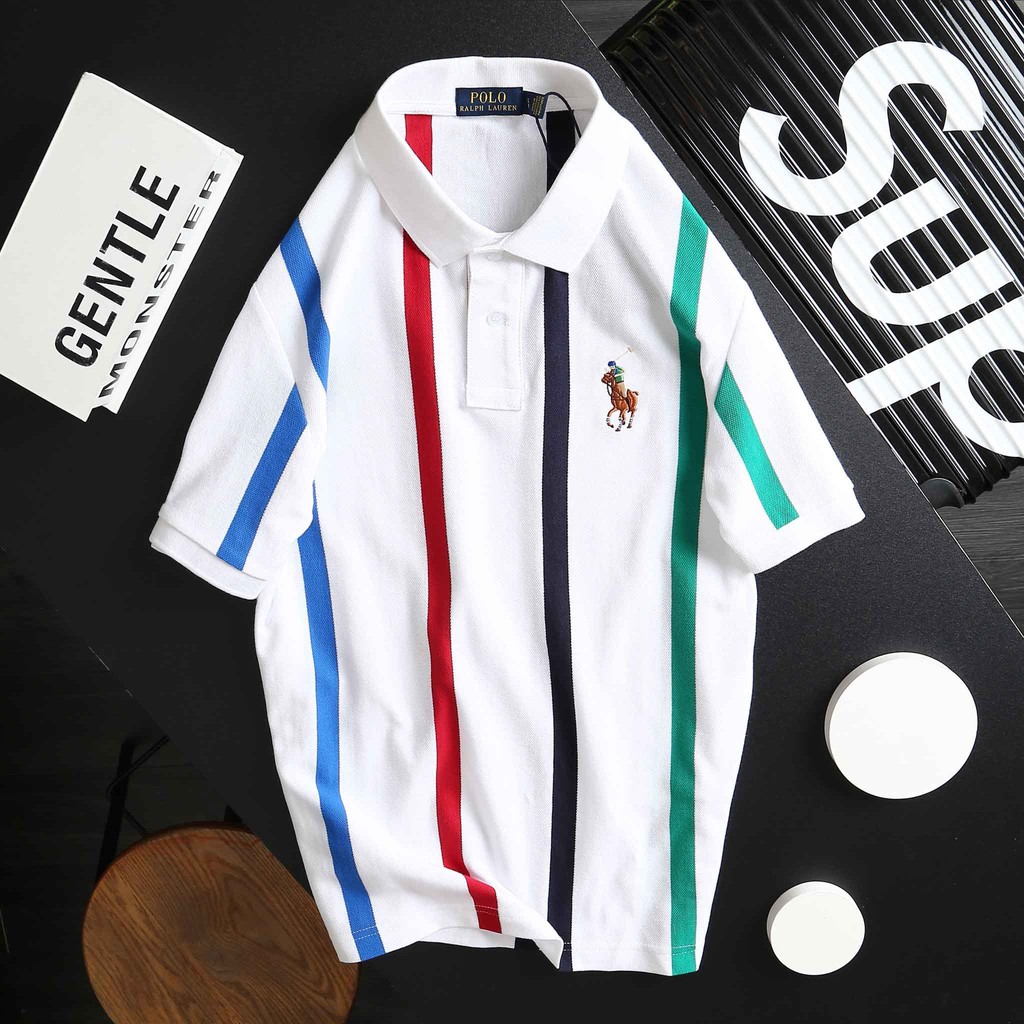 Áo thun có cổ trắng sọc dọc SLimFit [𝐅𝐑𝐄𝐄 𝐒𝐇𝐈𝐏]❤️ sọc siêu đẹp siêu chất | 2 màu cực đẹp banh nóc ❤️ POPL51