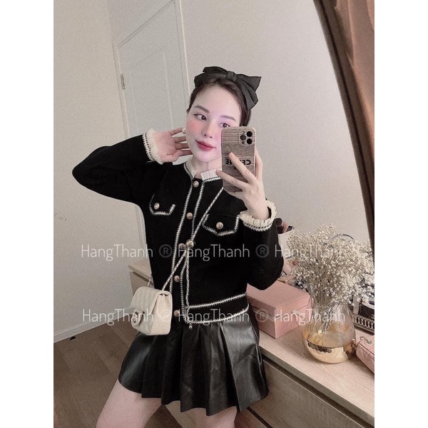 Áo khoác nhung pha bèo viền nhũ