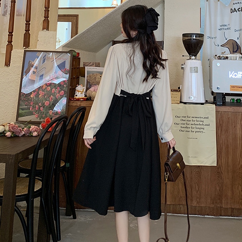 IELGY Đầm Giả Hai Mảnh Màu Sắc Tương Phản Thời Trang Cao Cấp Dành Cho Nữ