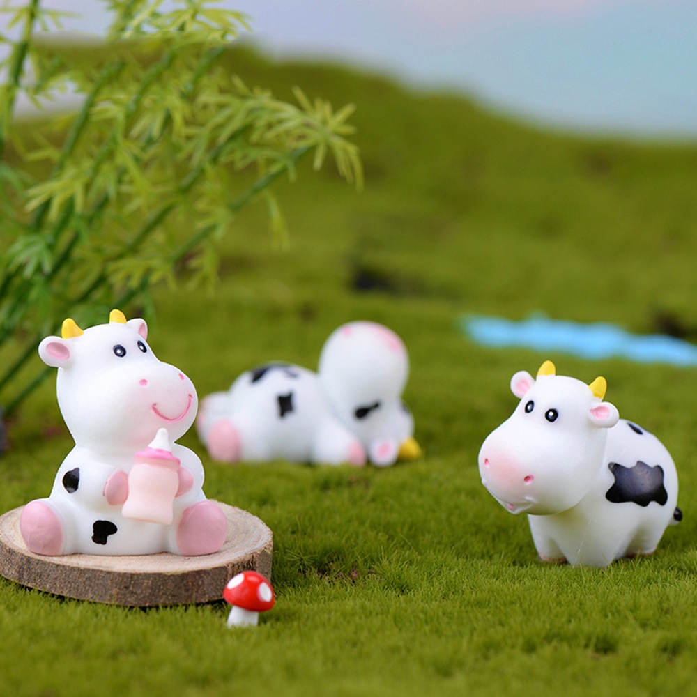 Mô hình trang trí hình bò sữa mini bằng nhựa resin sáng tạo trang trí tiểu cảnh / nhà cửa / văn phòng