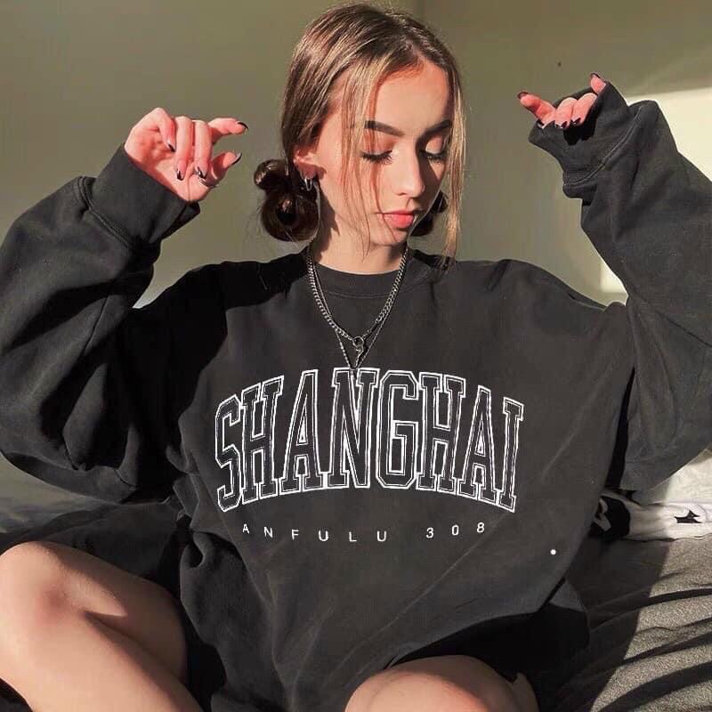 ÁO SWEATER NỈ SHANGHAI ĐEN - freesize ( kèm ảnh thật) | BigBuy360 - bigbuy360.vn