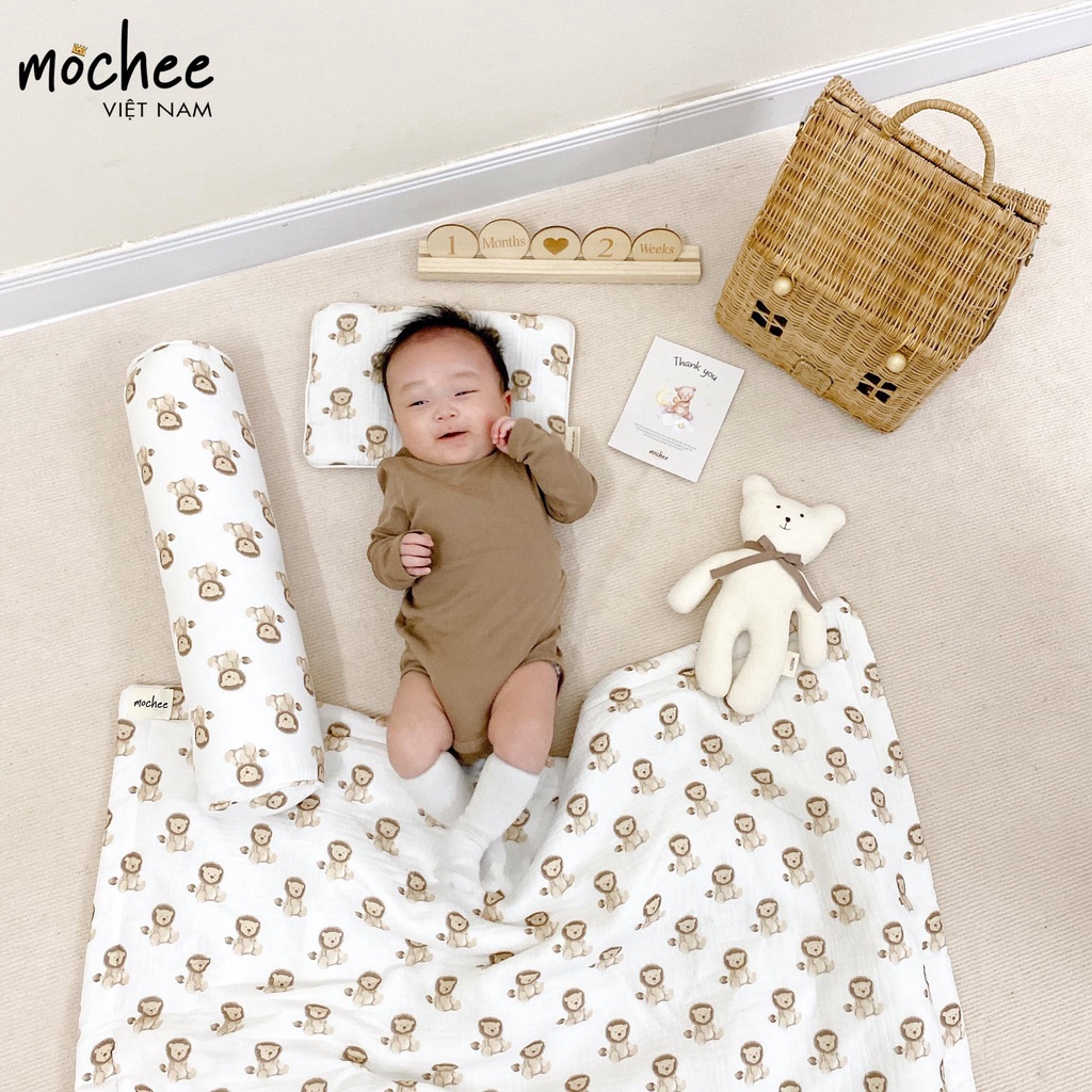 GỐI ÔM SỢI TRE MUSLIN THOÁNG KHÍ MOCHEE KÍCH THƯỚC 50X15CM