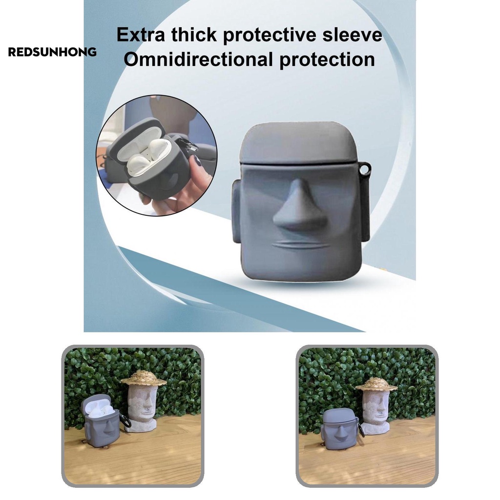 Vỏ bảo vệ hộp sạc tai nghe Bluetooth bằng silicon hình tượng đá 3D Elmo gọn nhẹ chống bụi