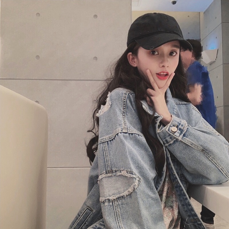 Áo khoác jeans nữ phong cách đường phố hàn quốc kiểu dáng thoải mái mùa hè thu