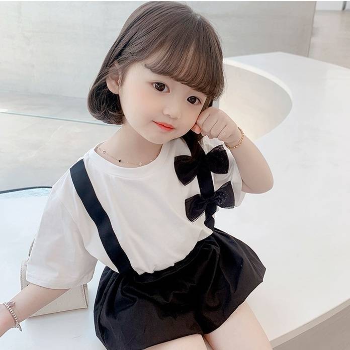 Girls net red suit 2021 new summer dress dress female baby short-sleeved flower fashion shorts trendy children 2-piece set