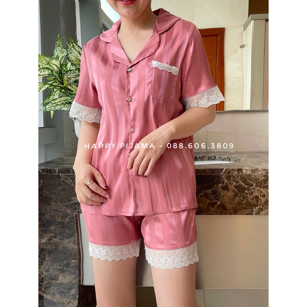 Pijama, Đồ Bộ Gấm Nhũ Tơ 📣 FREE SHIP 📣 Viền Ren Cực Xinh