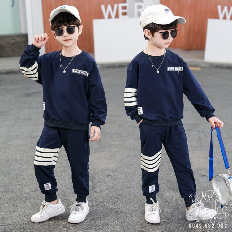 Bộ quần áo thu đông bé trai &quot;SNOW TRUTH&quot; 14-45kg, Bộ quần áo ấm áp cho bé trai 4-15 tuổi. B33