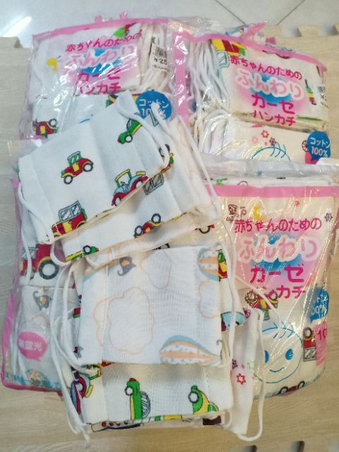 Combo 10 cái khẩu trang vải xô xuất nhật  trẻ em từ 4 tháng đến 4 tuổi