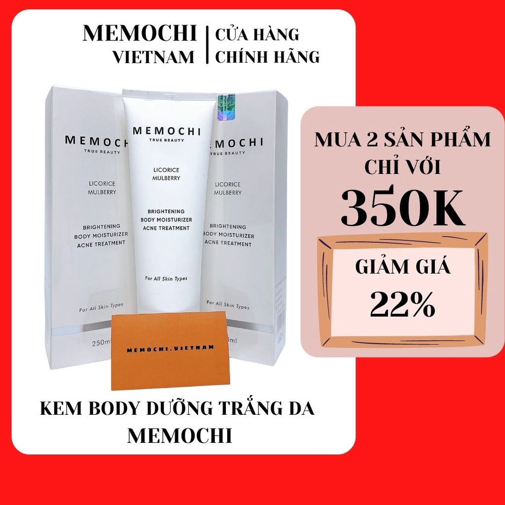 Kem body Memochi kem dưỡng trắng da toàn thân 250ml