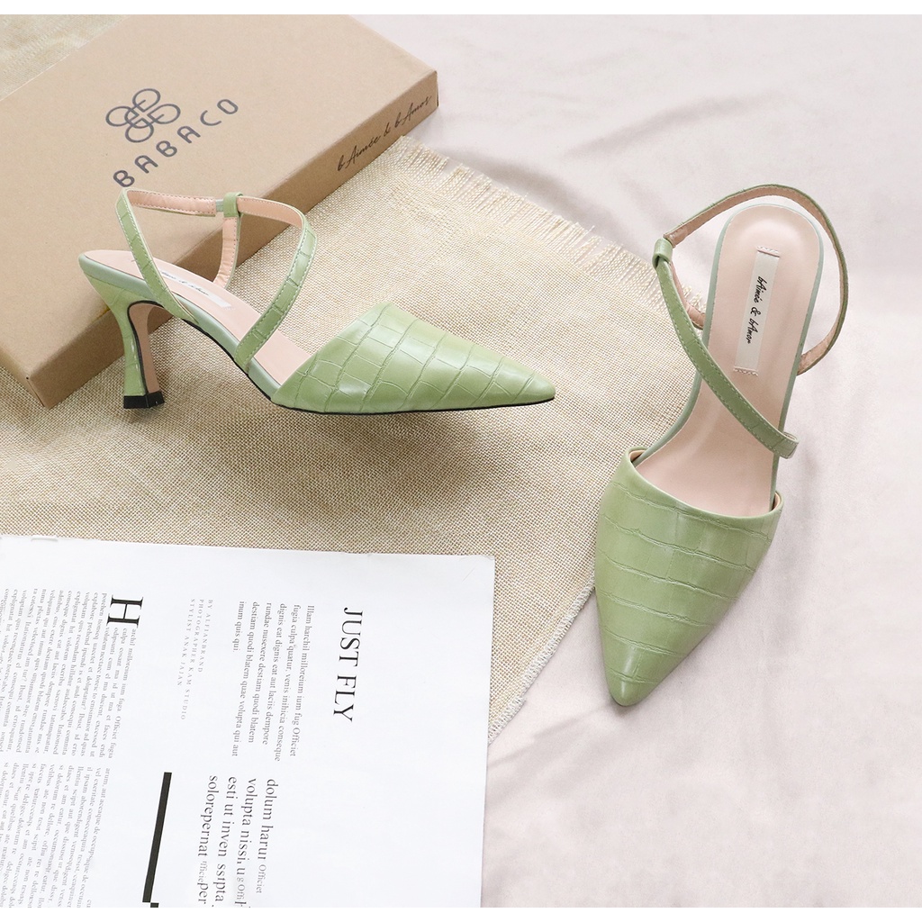 Giày cao gót nữ 7p gót nhọn dáng sandal slingback mũi nhọn bít mũi thời trang công sở đẹp bAimée &amp; bAmor - MS1542