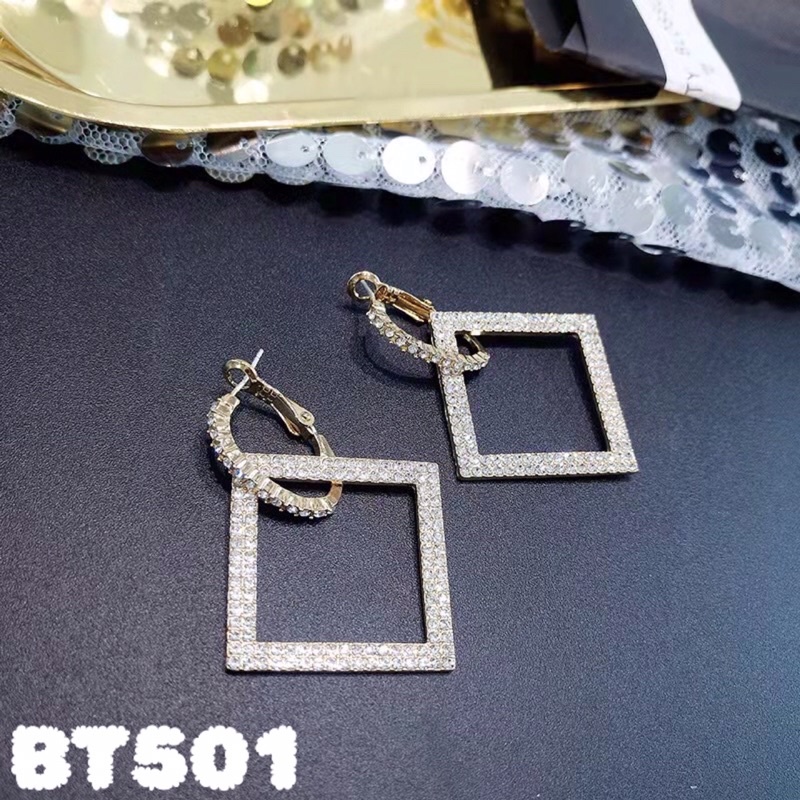 Bông tai hình thôi tòn ten đính đá phong cách sang trọng