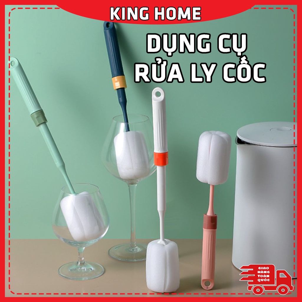 Dụng Cụ Cọ Rửa Cốc Chén Bình Sữa Bọt Biển Điều Chỉnh Độ Dài Nhiều Màu Sắc