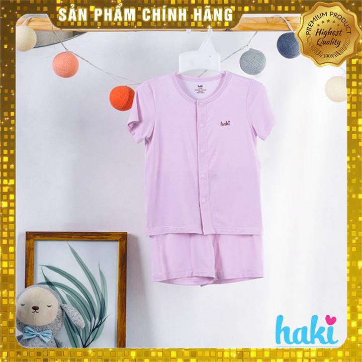 [Hàng VNXK] Bộ quần áo cộc tay cài giữa cho bé tới 3 tuổi vải tre xuất khẩu HAKI BB001 - Tím (ảnh thật 100%)