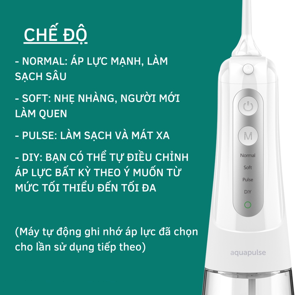 Máy tăm nước cho người niềng răng Aquapulse A800 - Bộ combo gồm 6 đầu tăm