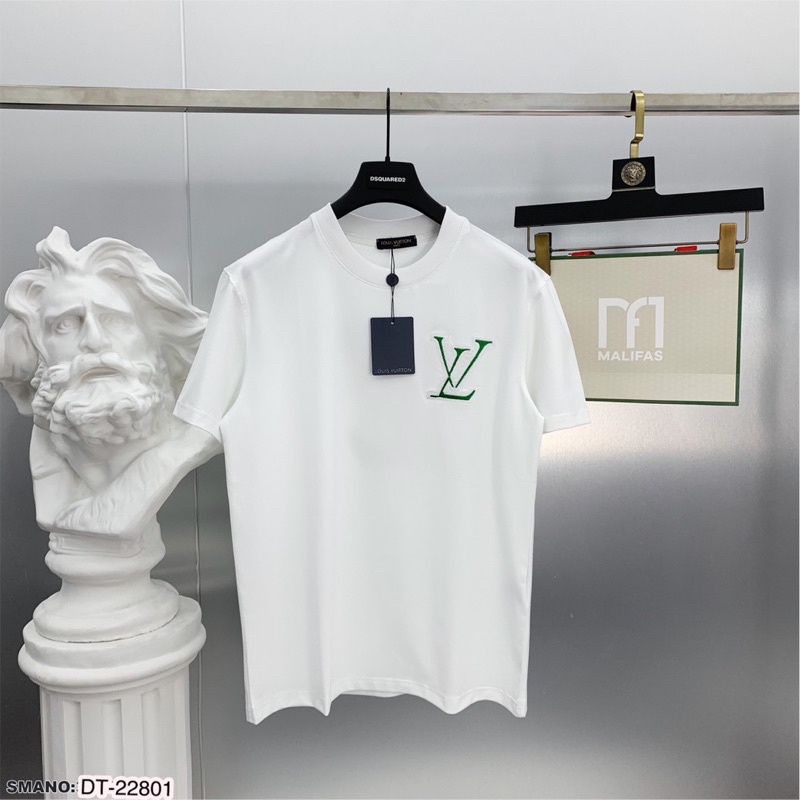 Áo Phông LV Nam Nữ Cao Cấp - Áo Thun Cộc Tay Chữ Lv Siêu Đẹp Chất Cotton Co Dãn 4 Chiều - Áo From Rộng