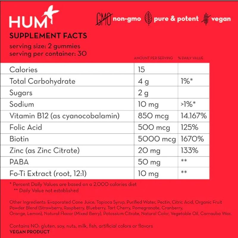 Kẹo dẽo mọc tóc , khoẻ móng chứa Biotin Hum Hair Sweet Hair Gummies ( 60 viên )