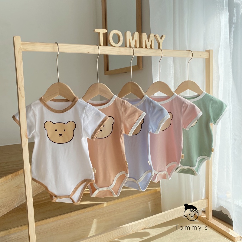 Body chip ngắn tay hình gấu xinh xắn cho bé trai bé gái thun cotton co giãn 4 chiều TOMMY HOUSE