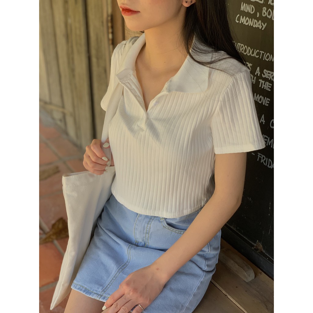 [Mã WASKT304 giảm 15% tối đa 30K đơn 99K] Áo polo basic dáng ngắn 2006 AP453 1994closet | BigBuy360 - bigbuy360.vn