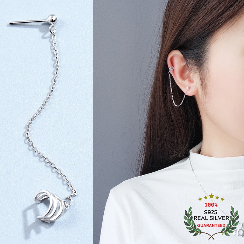 Bông Tai Bạc S925 Ear Cuff Kẹp Vành Triple Circle Trẻ Trung Cá Tính | Khuyên Tai Unisex Trang Sức Bạc Thời Trang