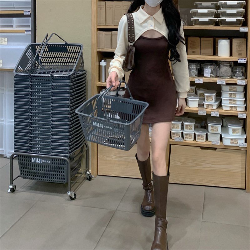 Set Váy Body Kèm Áo Polo Dài Tay 🦋 Bộ Váy Kèm Áo Thun Chất Da Cá 🦋 | BigBuy360 - bigbuy360.vn